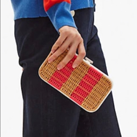 Authentic KATE SPADE Leather/Straw clutch/Crosby - Picture 8 of 16